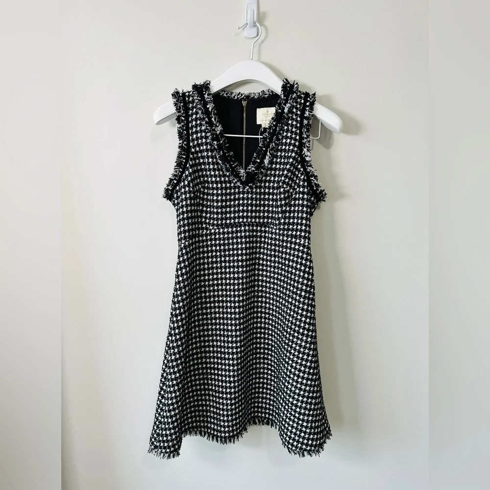 KATE SPADE NEW YORK Metallic Houndstooth Tweed Hourglass Dress Size 6 NWOT